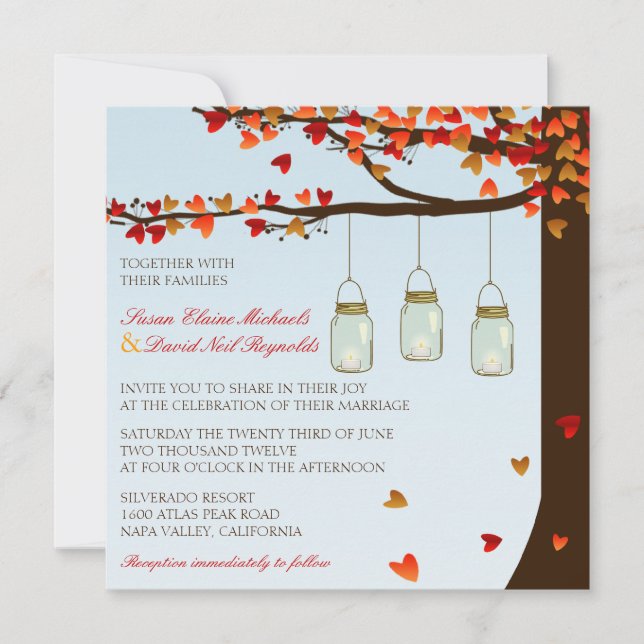 Invitation de mariage de chêne de pot de maçon (Devant)