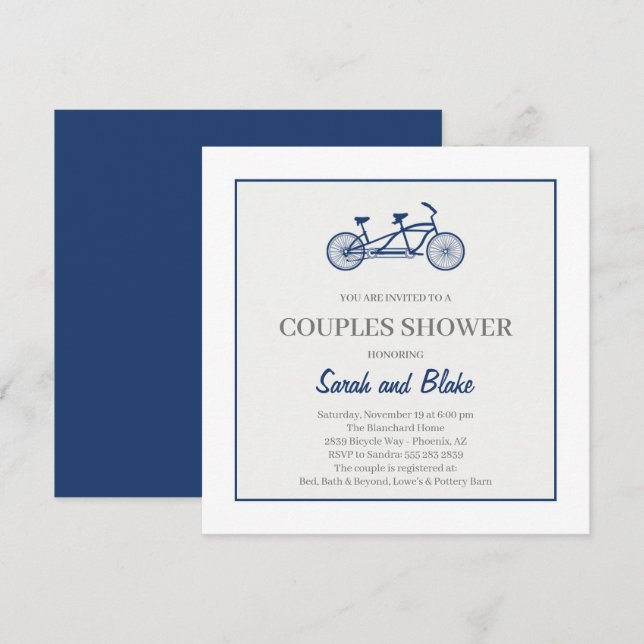 Invitation de mariage de couple à vélo tandem (Devant / Derrière)