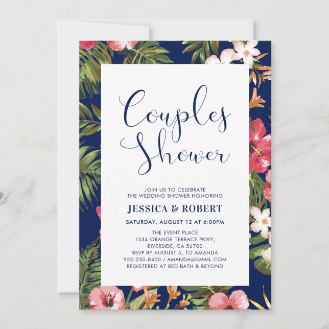 Invitation de mariage de couples tropicaux moderne (Devant)