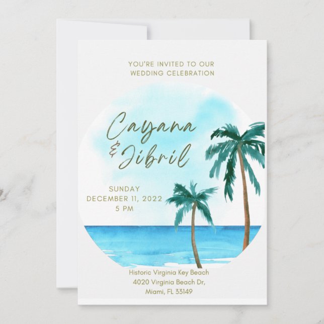 Invitation de mariage de destination (Devant)