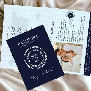 Invitation de mariage de destination bleue pour pa