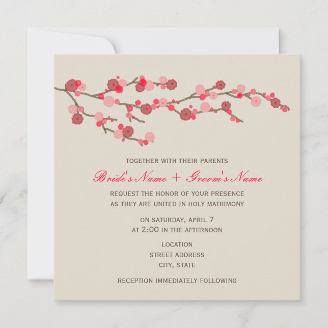 Invitation de mariage de fleurs de cerisier (Devant)