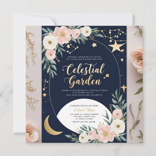 Invitation de mariage de jardin céleste (Devant)
