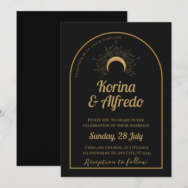 Invitation de mariage de la Lune céleste (Devant / Derrière)