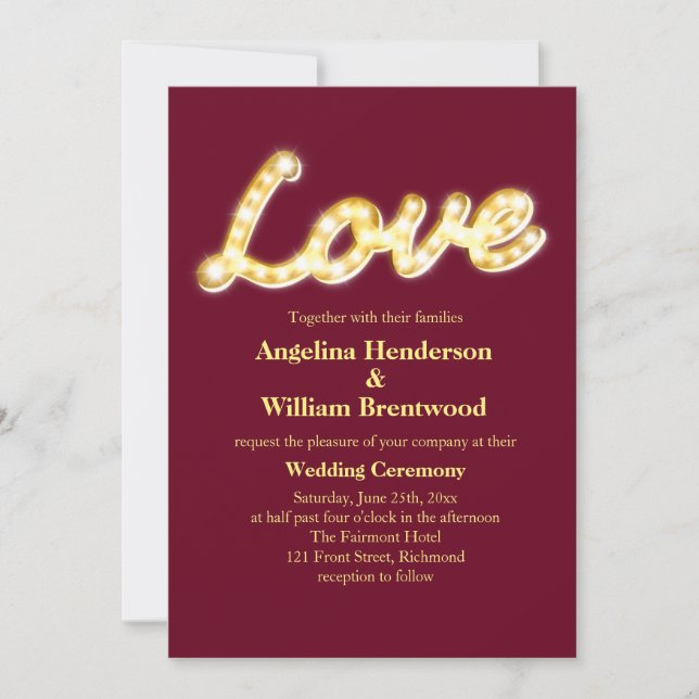 Invitation de mariage de la marque - marsala (Devant)
