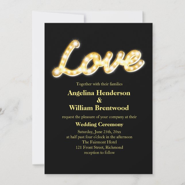 Invitation de mariage de la marque - noir (Devant)