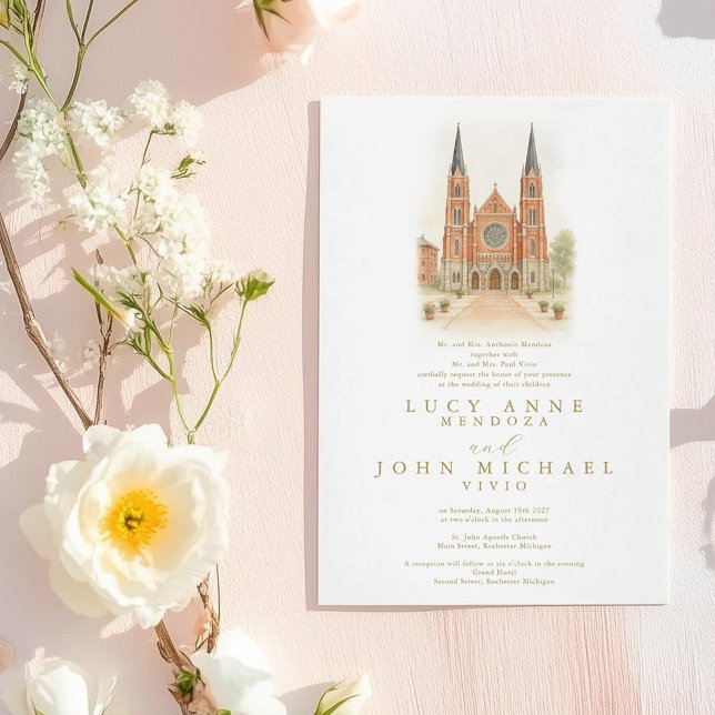 Invitation de mariage de l'église | Lieux personna (Créateur téléchargé)