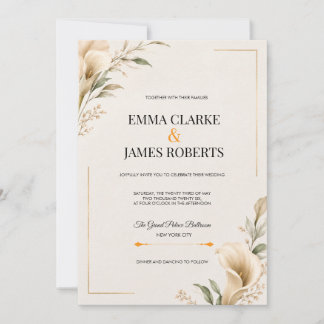 Invitation de mariage de luxe moderne avec floral 