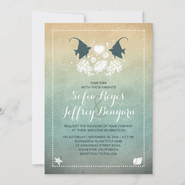 Invitation de mariage de M. et Mme Fish Beach (Devant)