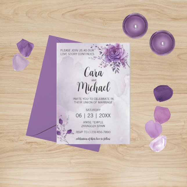 Invitation de mariage de morada aquarelle (Créateur téléchargé)