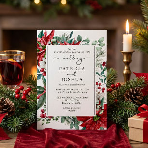 Invitation de mariage de Noël élégante Poinsettia