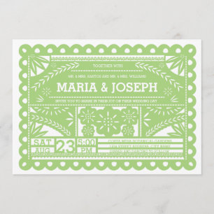Invitation de mariage de Papel Picado - vert