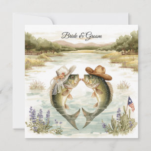 Invitation de mariage de pêche au Texas Chapeau de