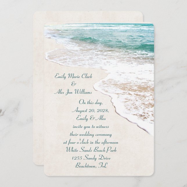 Invitation de mariage de plage (Devant / Derrière)