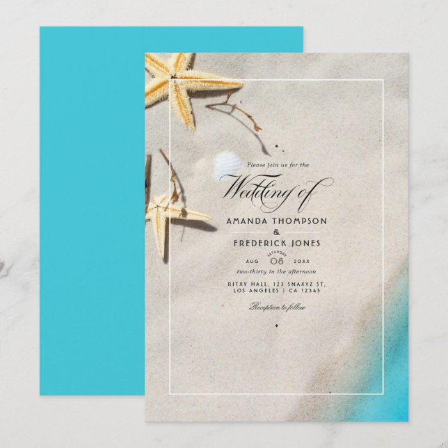 Invitation de mariage de plage d'été (Devant / Derrière)