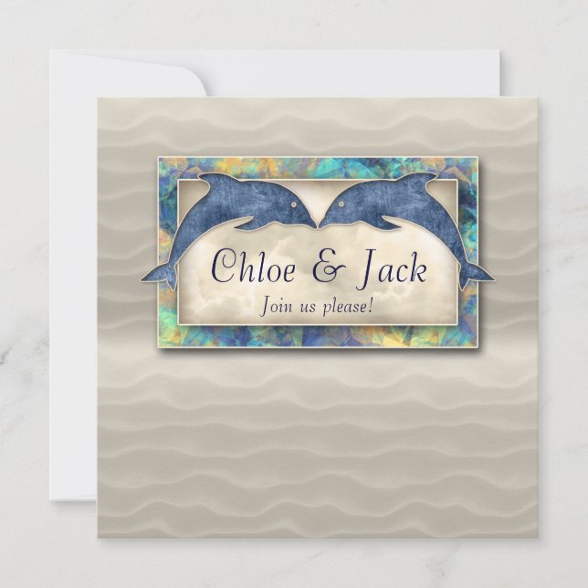 Invitation de mariage de plage Dolphin Luau (Devant)