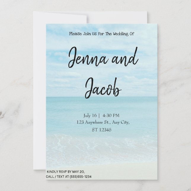 Invitation de mariage de plage moderne et élégante (Devant)