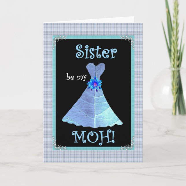 Invitation de mariage de SŒUR - Robe Bleue (Devant)