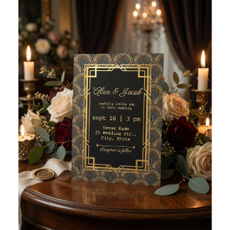 Invitation de mariage de style Art déco brodée