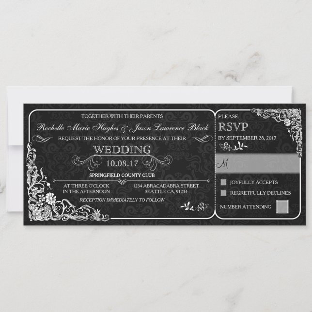Invitation de mariage de style victorien avec cart (Devant)