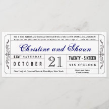 Invitation de Mariage de style vintage en bleu