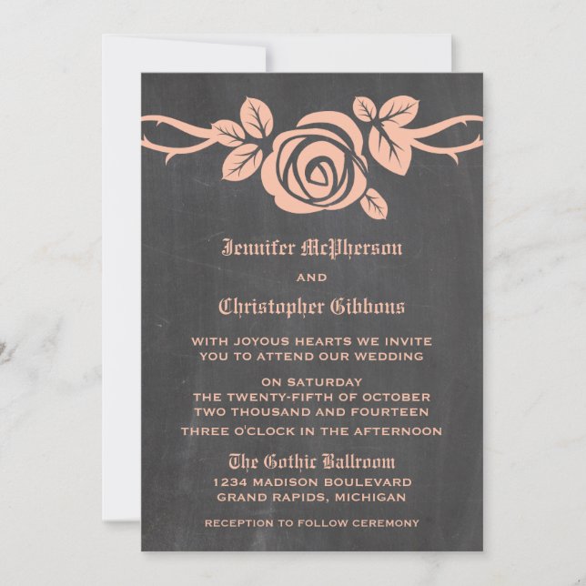 Invitation de mariage de tableau de bord Rose de p (Devant)