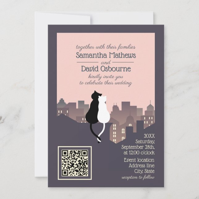 Invitation de mariage design avec QR code à thème  (Devant)