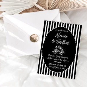 Invitation de mariage dessinée à la main en noir e