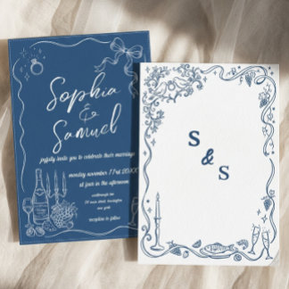 Invitation de mariage dessinée à la main imprimabl