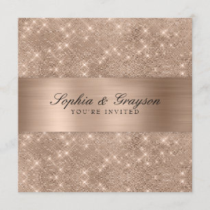 Invitation de mariage d'étincelle d'or de bande de