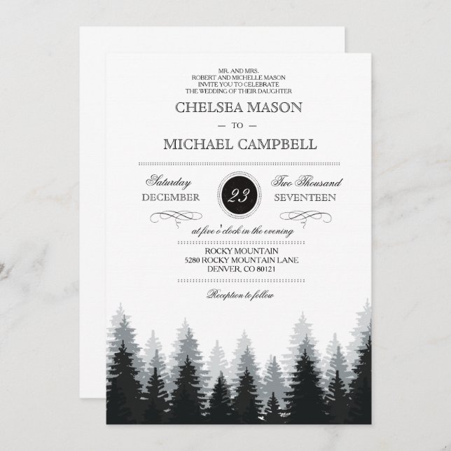 Invitation de mariage d'hiver (Devant / Derrière)