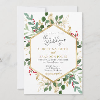 Invitation de mariage d'hiver - Fleurs de Noël