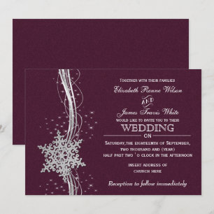 invitation de mariage d'hiver fuchsia et silver