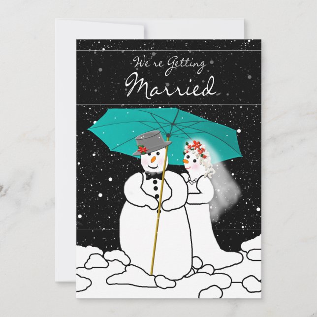 INVITATION DE MARIAGE D'HIVER - SNOWMAN COUPLE (Devant)