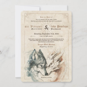 Invitation de mariage Dragon et Loup