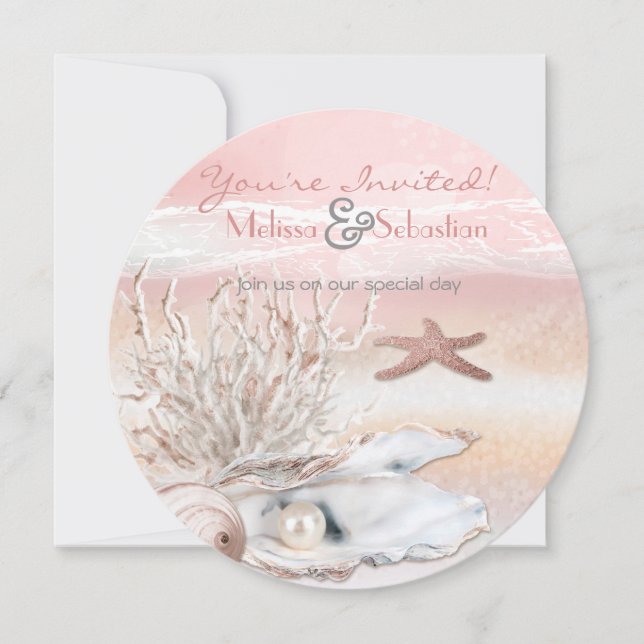 Invitation de mariage Dream Shore Beach Peach (Devant)