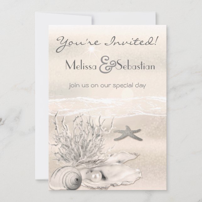 Invitation de mariage Dream Shore Beach Sepia (Devant)