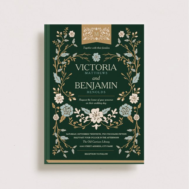 Invitation de mariage du livre de bibliothèque vin (Créateur téléchargé)