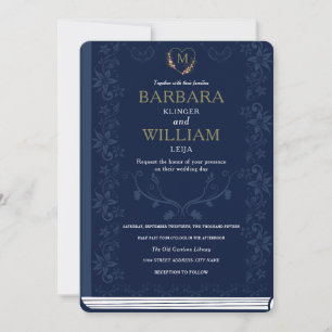 Invitation de mariage du livre de bibliothèque vin