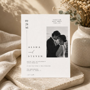 Invitation de mariage éditoriale minimaliste de lu