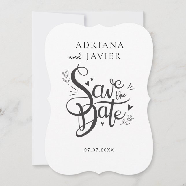 Invitation de mariage élégant blanc minimaliste (Devant)
