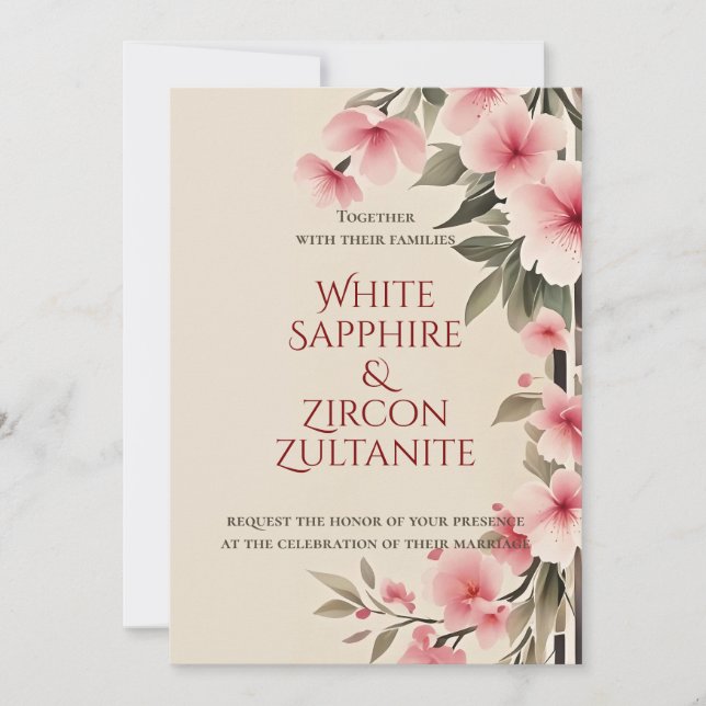 Invitation de mariage élégant rose pâle (Devant)