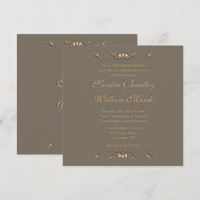 Invitation de mariage élégante (Devant / Derrière)