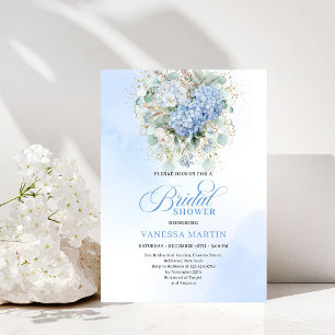 Invitation de mariage élégante à fleurs bleues