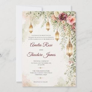 Invitation de mariage élégante à lanterne en aquar