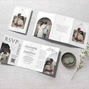Invitation de mariage élégante à trois volets avec