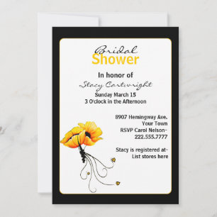 Invitation de mariage élégante aux coquelicots jau