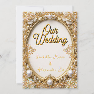 Invitation de mariage élégante avec cadre ovale pe