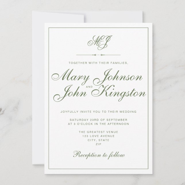 Invitation de mariage élégante avec code QR (Devant)