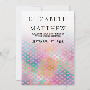Invitation de mariage élégante avec des cœurs rose
